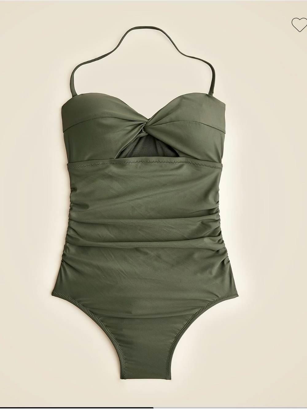 J.Crew Gemma Ruched Cutout One Piece Swimsuit Olive Green Size 10